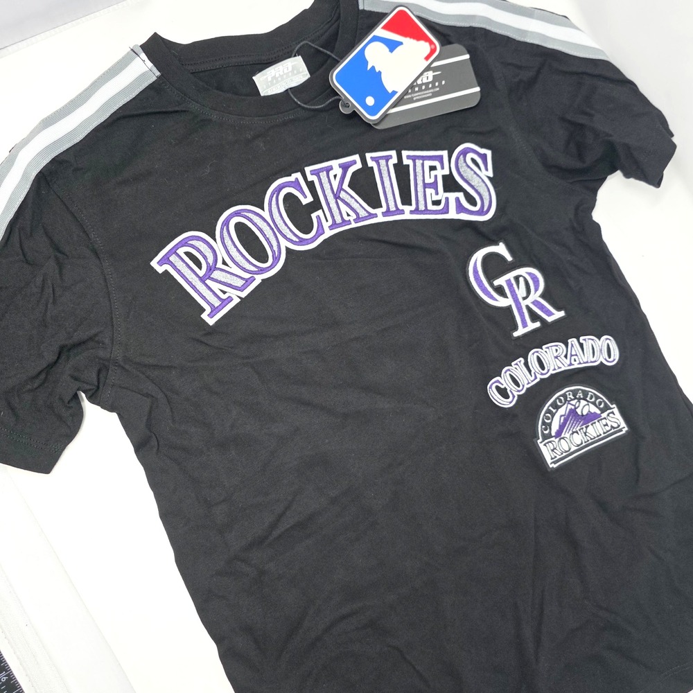 Pro Standard T-Shirt Boys M Black Colorado Rockies Baseball Short Sleeve NWT